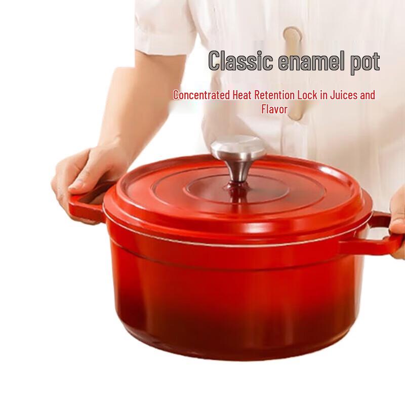 Shangheng SHZH-CJCG003 24cm Non-Stick Cast Ceramic Enamel Pot - Red (3-Pack)