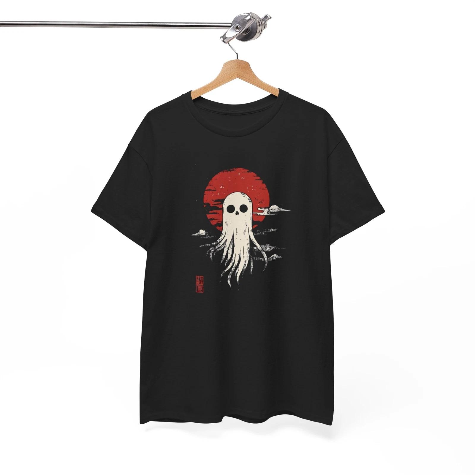 Japanese Spooky Ghost T-Shirt | Sakura Japan Tee | Aesthetic Floral Shirt L