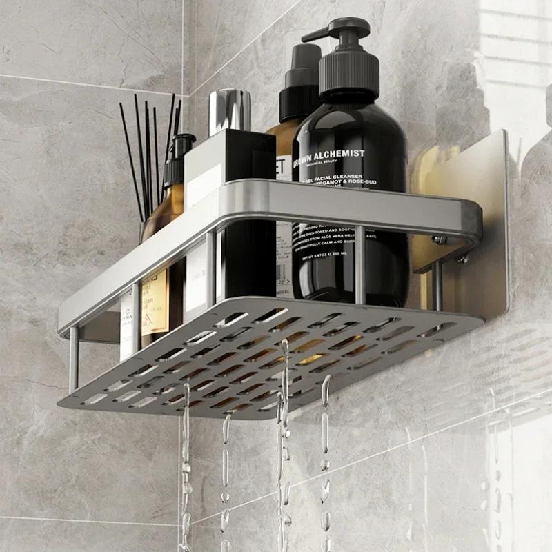 Bathroom Shelf Storage No Drill Wall Mounted Shampoo Bottle Shower Corner Rack Toilet Storage Rack Bathroom Kitchen Accessories