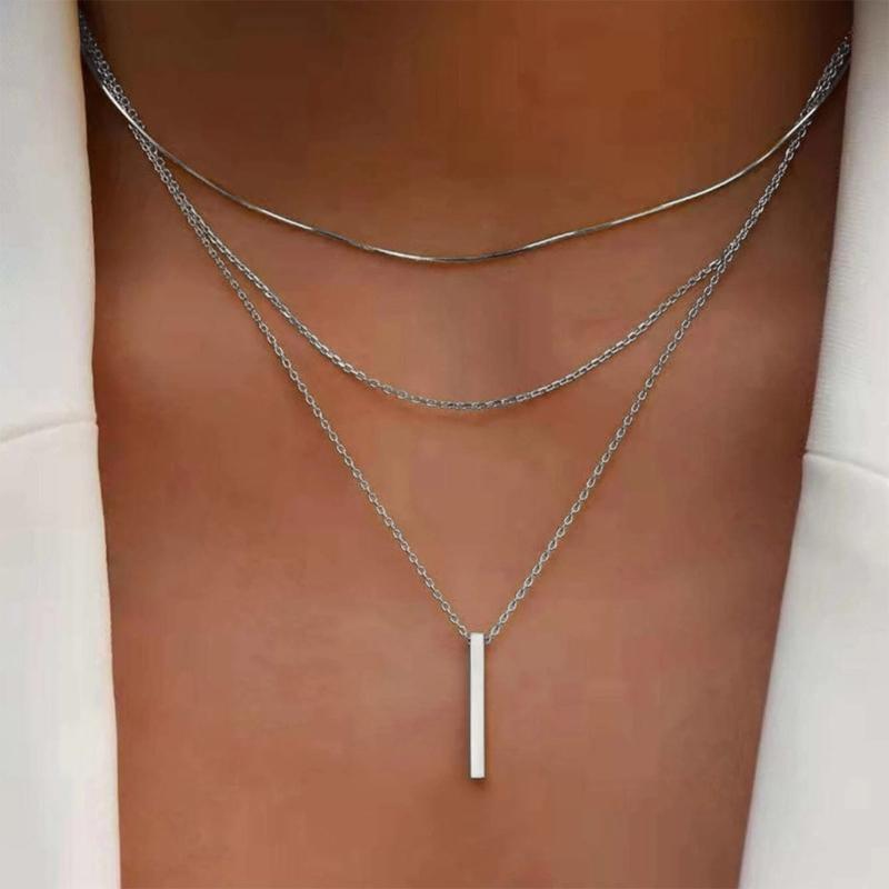 Multi Layer Necklace Stackable Designs Gold Silver Jewelry Lightweight Collarbone Chain Handmade Gift For Her