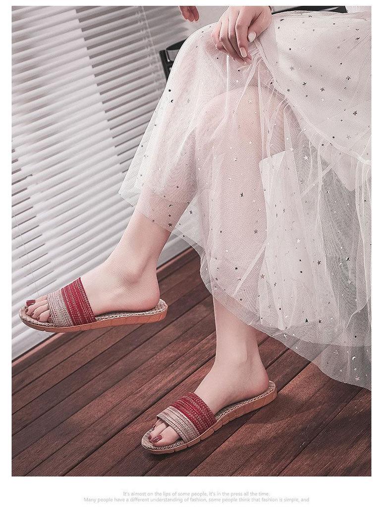 Summer Non-Slip Linen Slippers for Couples - Breathable, Odor-Free Indoor Footwear