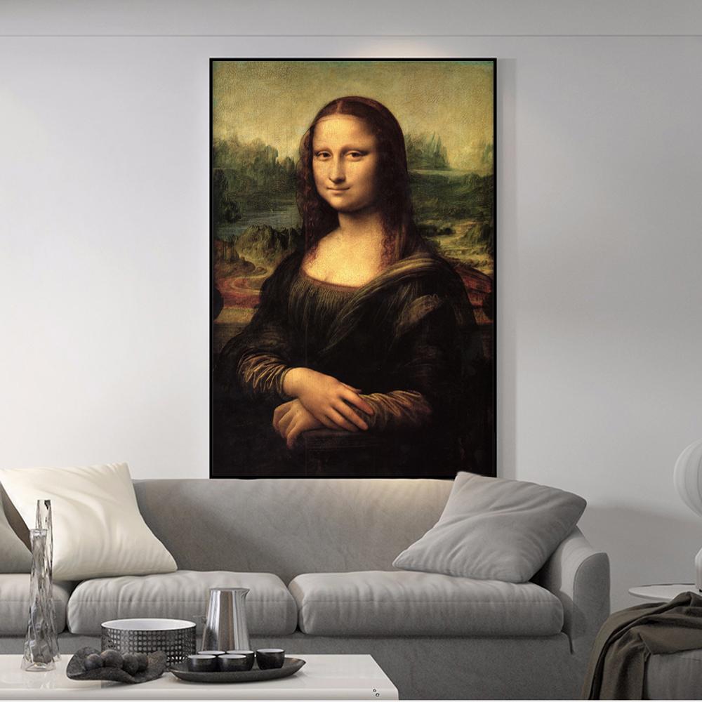 Smile Of Mona Lisa Portrait Canvas Art Paintings Reproductions Classical Da Vinci Famous Art Print for Living Room Cuadros Decor