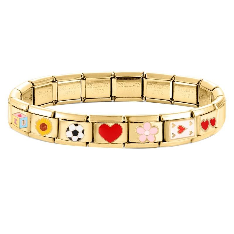 Red Heart Cherry Tai Chi Leopard Gold Color Italian Charm Links Fit 9mm Bracelet Stainless Steel Men Women DIY Making Gift