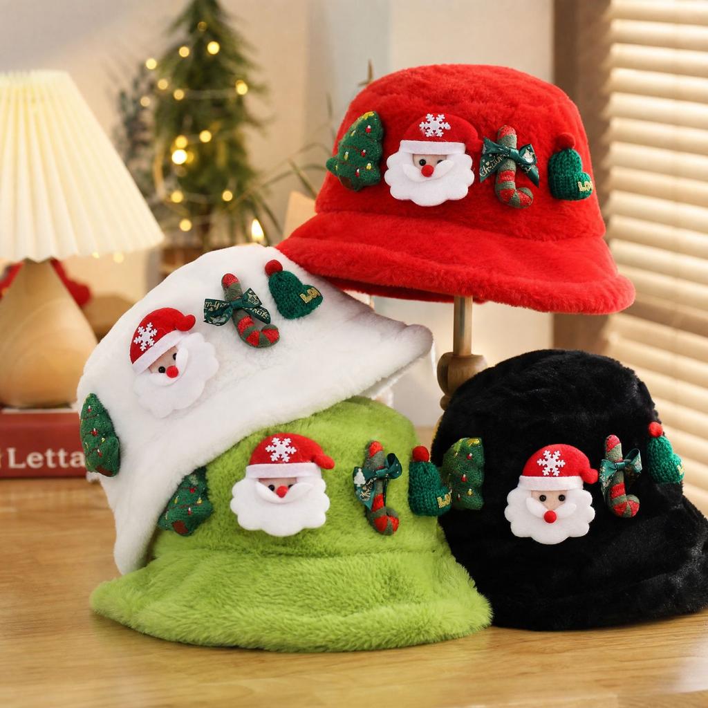 Women's Christmas Warm Fisherman Hat, Versatile Hat with Santa Decoration