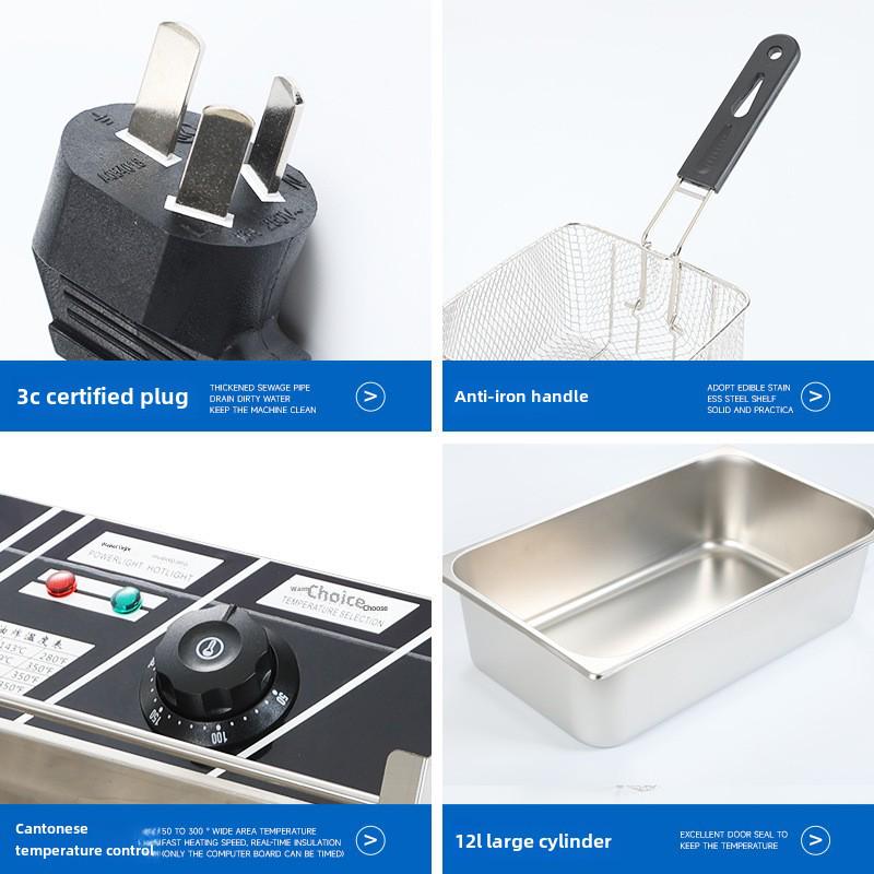 6L Single Cylinder Electric Deep Fryer with Thermostat and Timer for Commercial Use