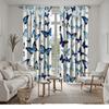 2pc Artistic Blue Butterfly Print Curtains   Polyester Fabric   Machine Washable   Suitable for Bedroom and Living Room Decoration