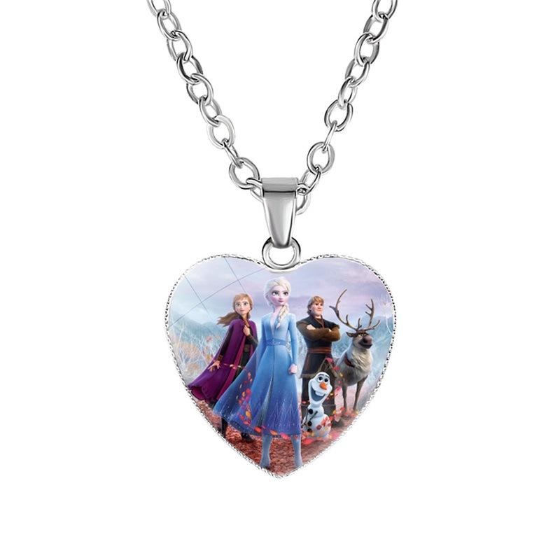 Collana Principessa Disney Frozen Bambini Anime Figure Principessa Elsa Anna Ciondolo Amore Gioielli Accessori Regalo Compleanno Bambini