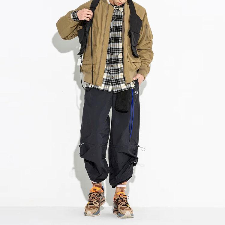 Li Ning AW20 Paris Fashion Week Series Solid Color Elastic Drawstring Casual Sports Pants Men Pants Black AYKP639-2