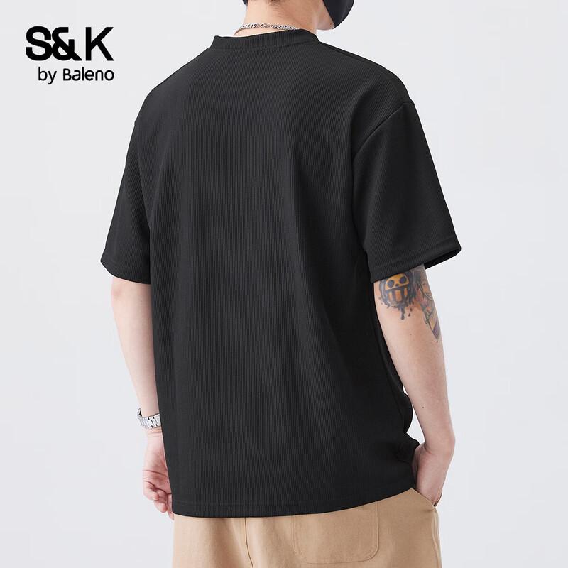 Baleno Men's S&K Textured V-Neck Short Sleeve T-Shirt