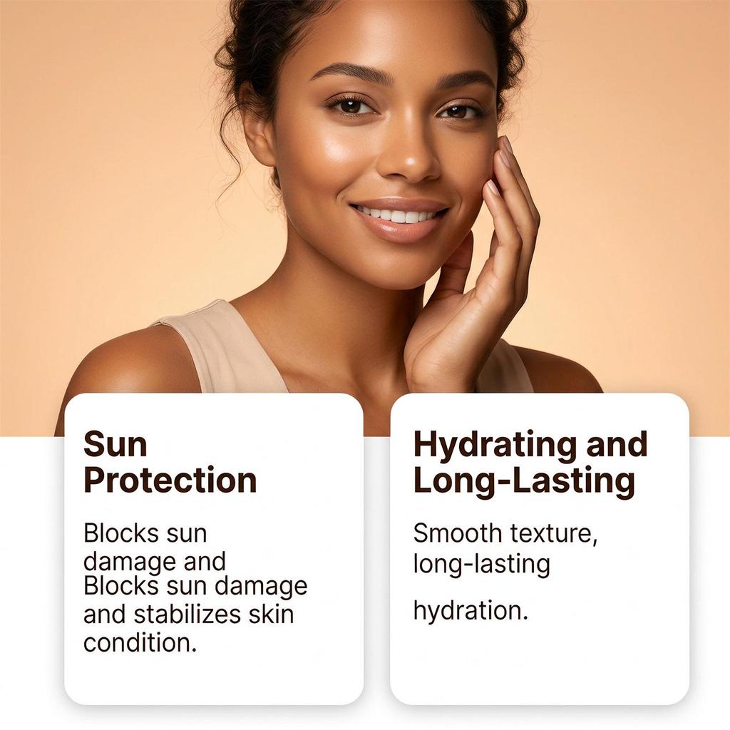 Moisturizing sunscreen blocks UV rays, long-lasting moisturizing, lightweight texture, suitable for commuting, facial care.