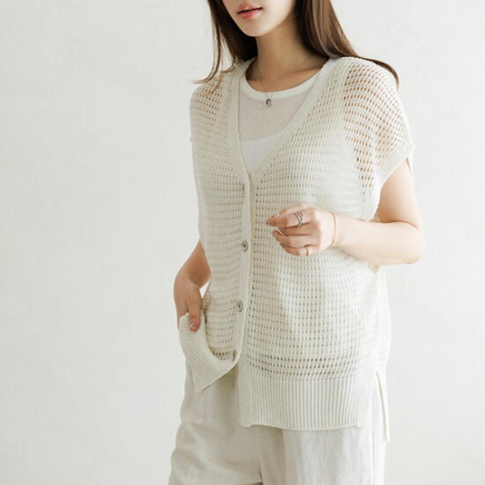 Dedra Linen Cardigan Vest Vef3002