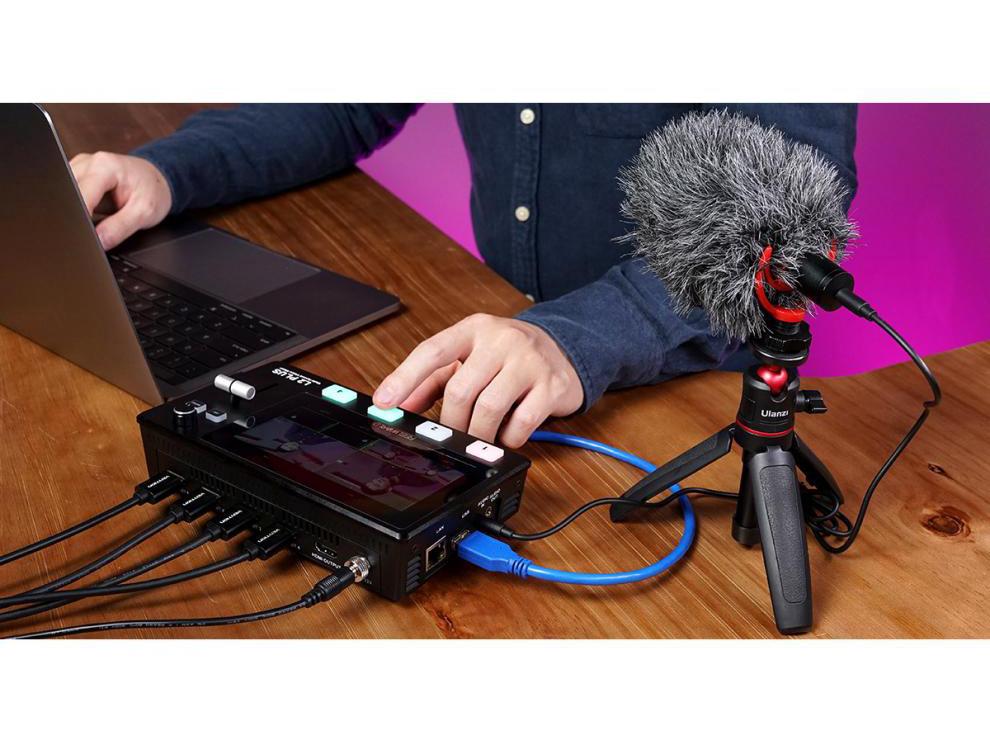 FEELWORLD L2 PLUS Multi-Camera Video Switcher with Chroma Key Control and PTZ Camera USB Direct.