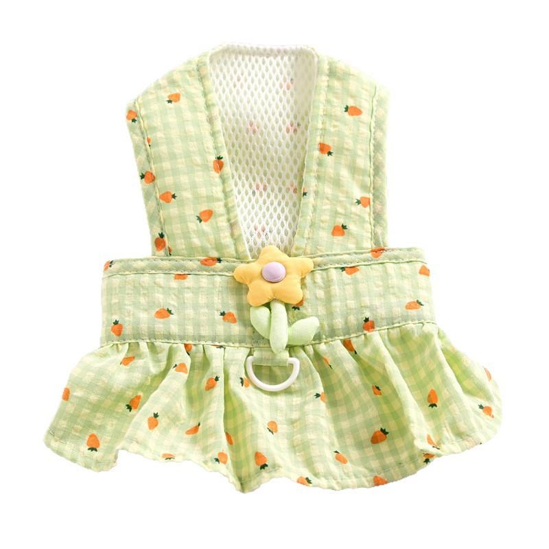 Floral Pet Cat Small Dog Teddy Pomeranian Dog Clothes Summer Princess Traction Skirt