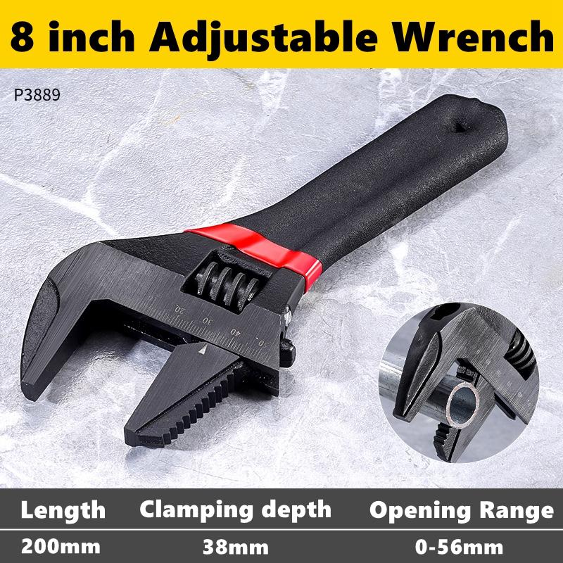 1 Pcs 6/8” Short Handle Adjustable Wrench Oversized Open Bathroom Wrench Mini Small Board Large-diameter Adjustable Short Handle