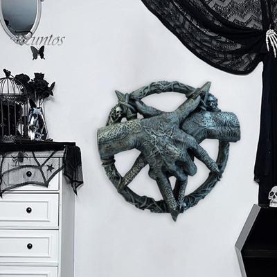 Statuetta Mano del Diavolo Corno di Capra Decorazione da Parete Casa Ufficio Soggiorno Bagno Arte Murale Spettrale Mano di Demone Statua in Resina Scultura Ornamento da Parete