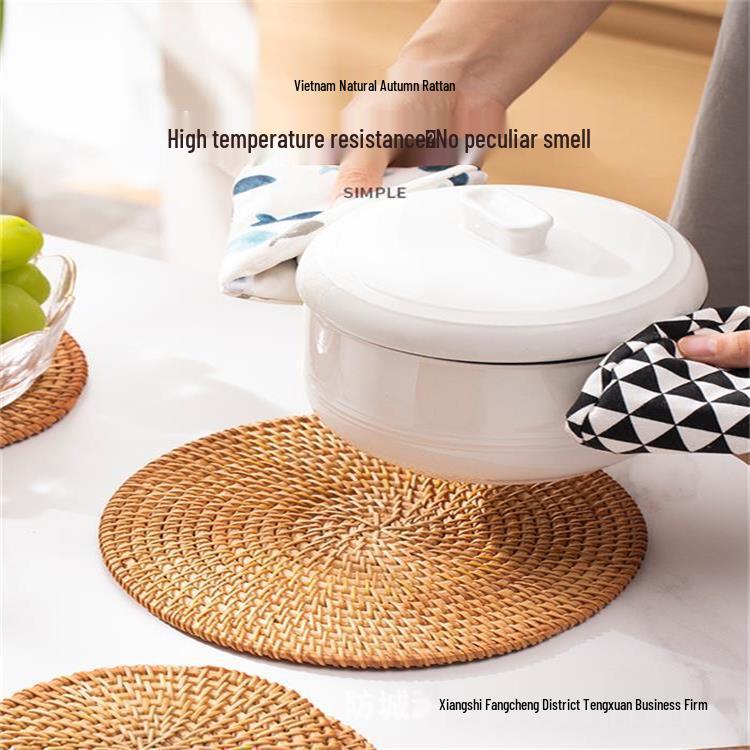 Vietnamese Rattan Tea Coaster Set: Autumn-Inspired Insulating Mats for Tea Ceremony and Kung Fu Tea Set Accessories
