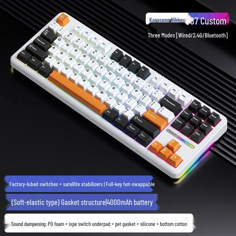Tarantula F87 RGB Mechanical Keyboard: Hot-swappable, Gasket Structure, Tri-Mode Wireless Bluetooth for Gaming.