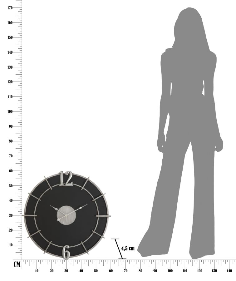 Wanduhr Silber Glam Ø 60X4,5 cm