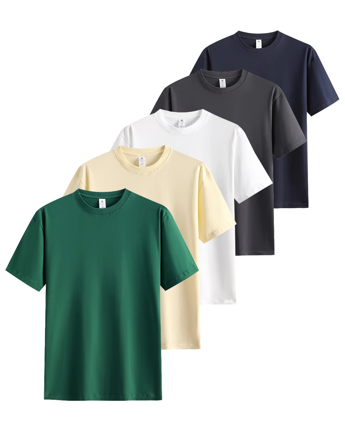 

SHOREKEEPER Чесаный хлопок Короткий Свободный Мягкий Круглый Запах Однотонный Быстрый Всесезонный Чистый Бриз x Стальной серый x Темно-синий x Светло-желтый x Темный Набор из 5 штук Мужской 100%