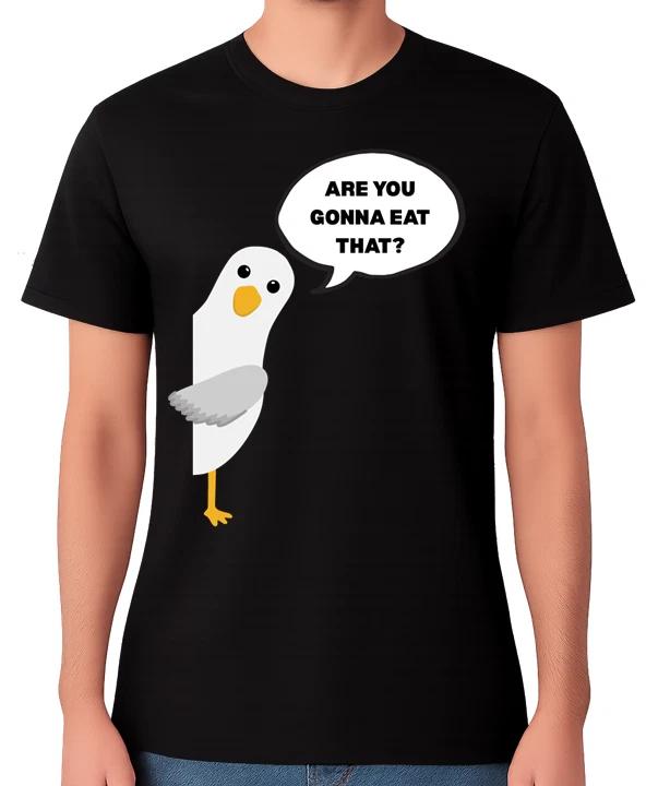Are You Gonna Eat That? T-Shirt Cartoon Seagull Funny Humour Unisex Tee S
