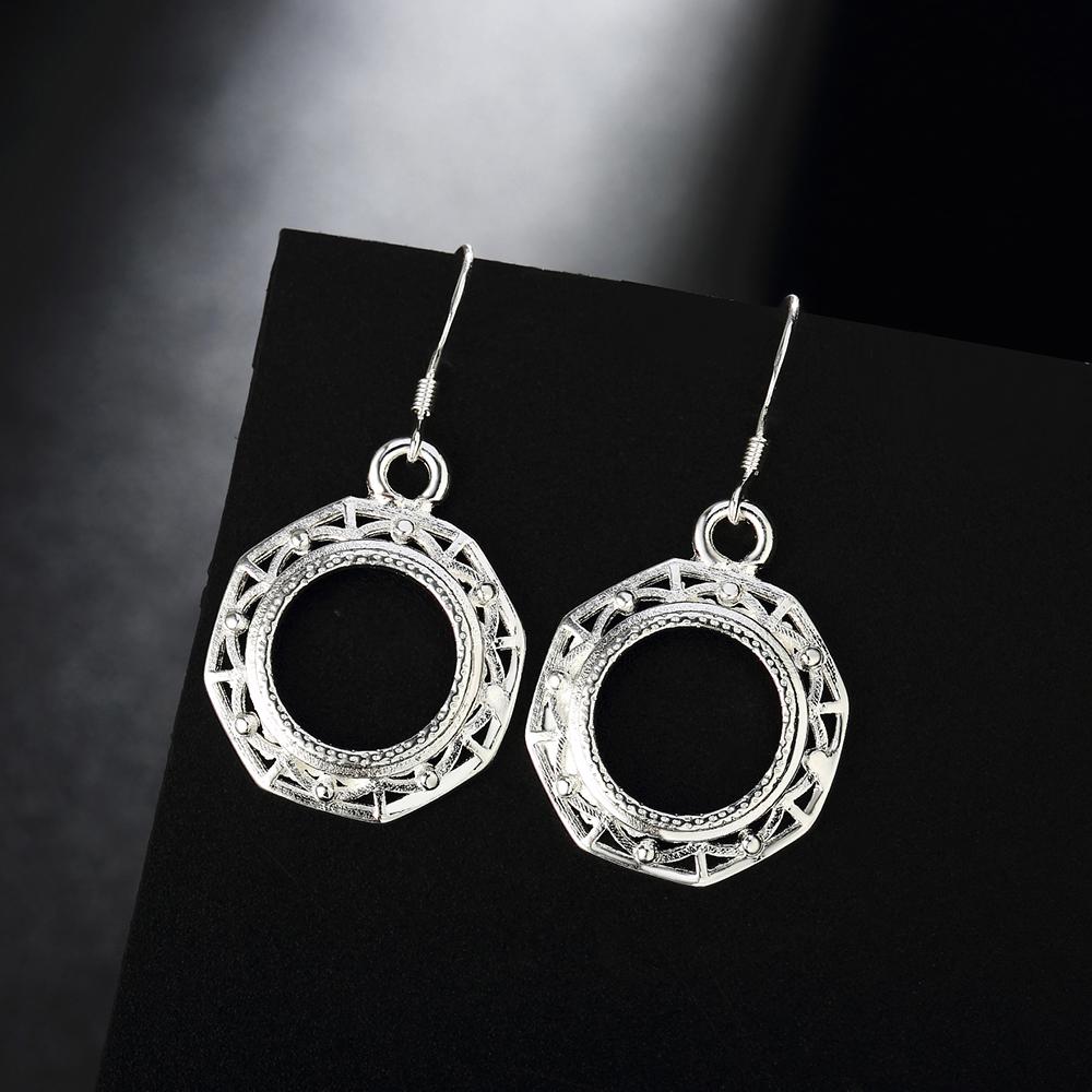 925 Sterling Silver Round Hanging Piercing Earrings Fashionable Wedding Jewelry