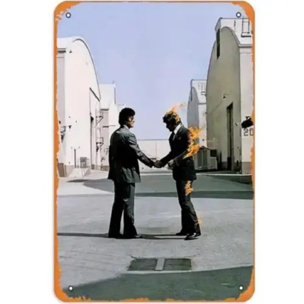 Металлическая табличка P-Pink Rock Band Floyd  Wish You Were Here  - Премиальное алюминиевое жестяное украшение - Идеальное настенное искусство для любителей музыки 20x30cm（7.8x11.8inch）