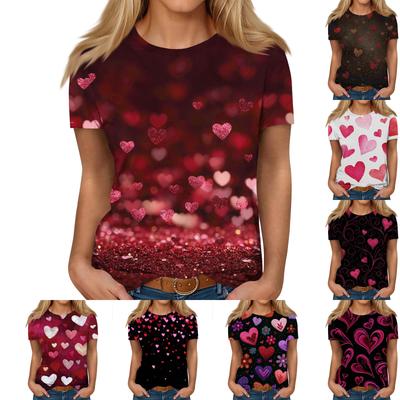 Women's Casual Fashion Valentine's Day Printed Short-Sleeve Top/T-Shirt