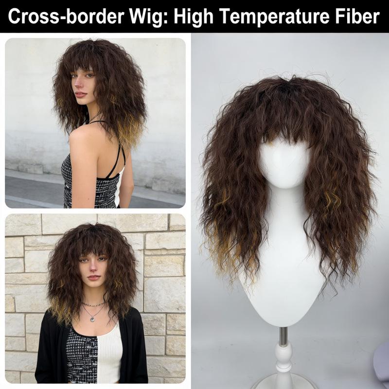 Stilvolle hitzebeständige Damen-Vollperücke: Europäisches & Amerikanisches Flauschiges Locken-Design