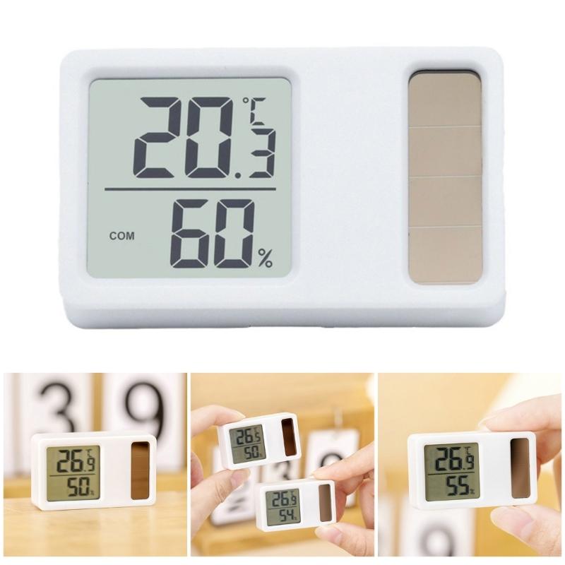 Thermometers Hygrometer Solar Powered Desktop Temperature Humidity Meter Gauge with LCD Display for Baby Room Office