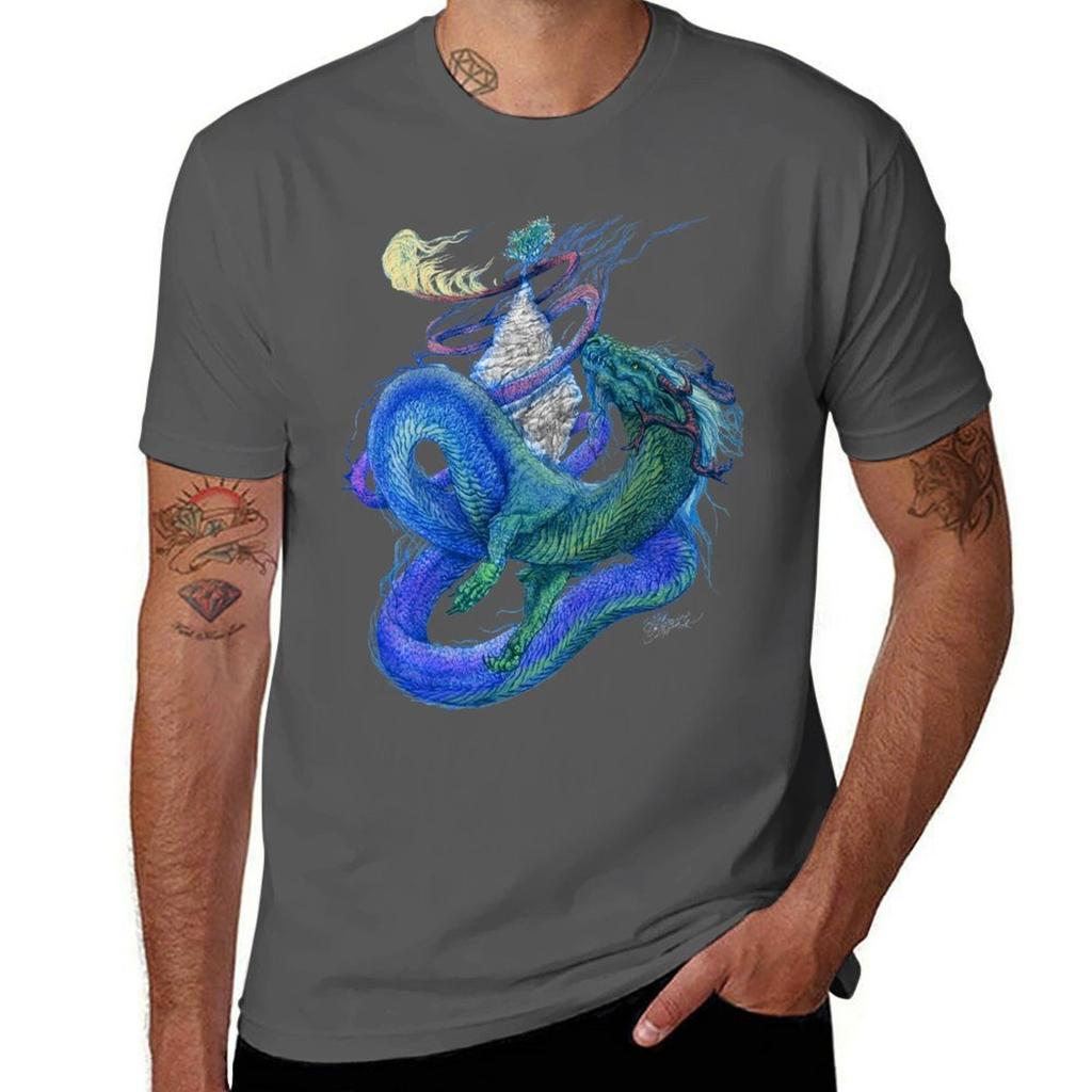 Colorful Dragon Wrapping Tshirt Casual Everyday Short Sleeve Tshirt