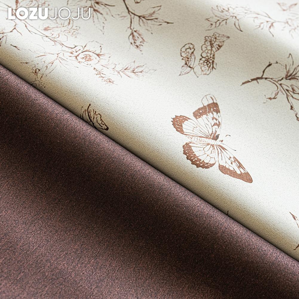 1PC LOZUJOJU French Retro Blackout Curtains with Butterfly Floral Print Curtains Thick Curtains for Bedroom Living Room Window for Home Decor