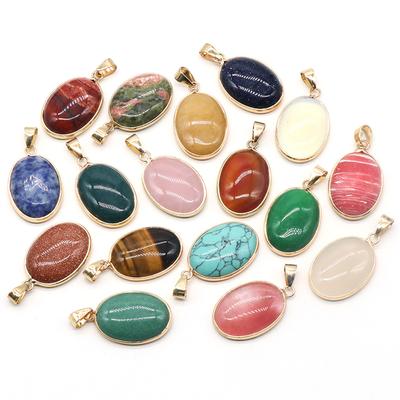 1 pezzo, ciondolo in cristallo per guarigione Reiki, pietra naturale energetica, opale, turchese, agata, ciondoli ovali per creazione di gioielli, fai da te, collana, accessori pendenti creativi