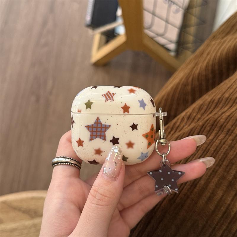 Colorful Plaid Star Silicone Airpods Case Earphone Cover For Apple Airpods 1 2 3 4 Pro 2 Pro3 Soft Protective Shell