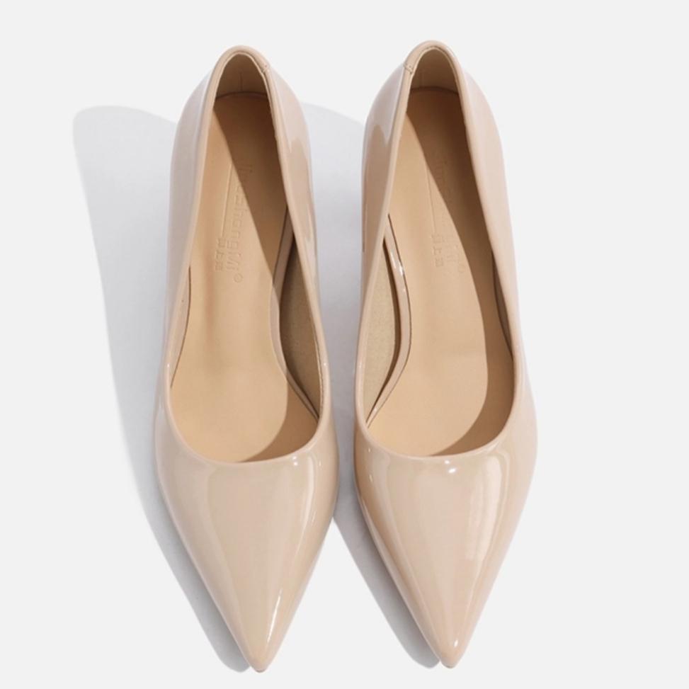 Temperament Commuter High Heels Fashion Patent Leather Pointed Women's Shoes Urban White-collar Single Shoes