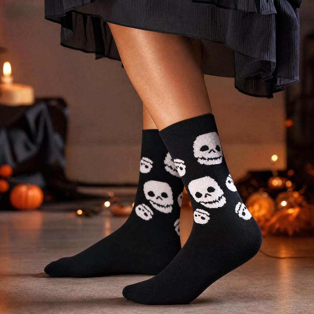 Halloween Printed Mid-Calf Socks Wicking Breathable Socks for Men Women Casual Daily Wear