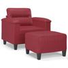 Armchair with Footstool Burgundy 60 Cm Faux Leather