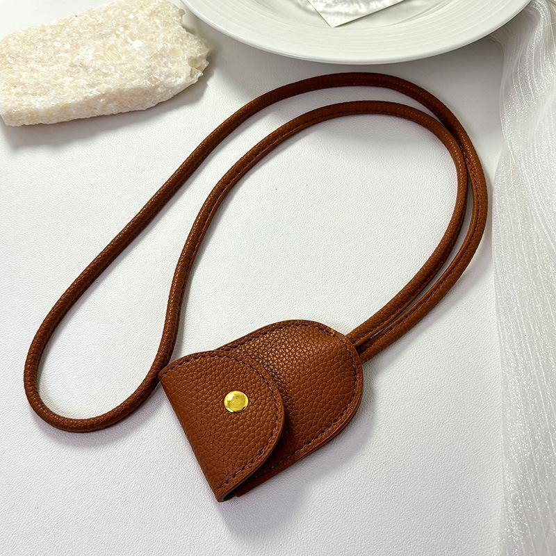 

Компактный минималистичный держатель для ключей-ожерелье - Мешочек на шнурке и ремешок для мужчин и женщин коричневый