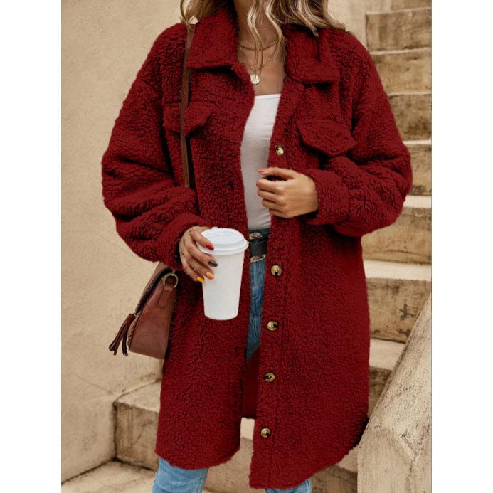 Dámské podzimní zimní fleecové silné bundy Módní volný ležérní kardigan Teplé dlouhé kabáty Kancelářské dámy Dojíždění Kabáty