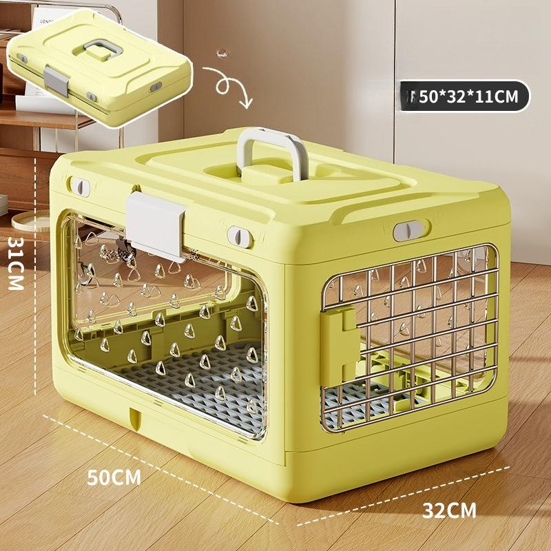 

Portable Breathable PP Pet Air Transport Box Foldable Handheld Cat Carrier Durable Travel Cage For Car Riding Outdoor Pet Trip жовтий