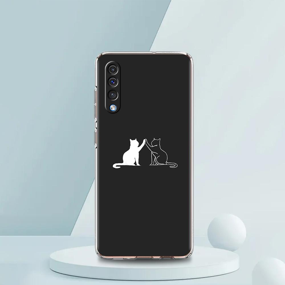 

Прозрачный чехол для телефона для Samsung Galaxy A16 A14 A12 A22 A24 A42 A02 A03S A06 A20 A30 A40 Мягкий чехол из ТПУ Милый узор с линейным котом for Samsung A10