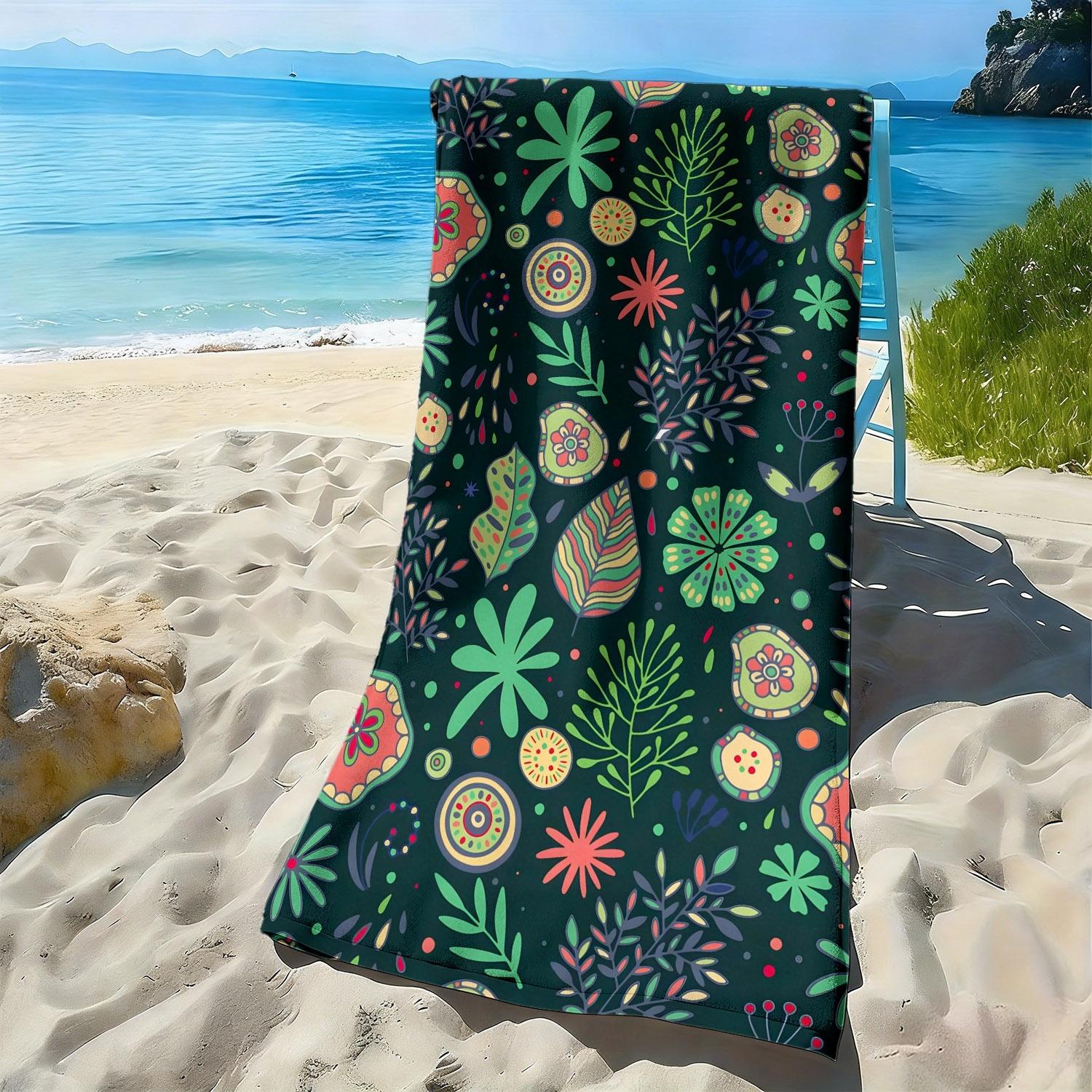 

Fresh and colorful plant patterns polyester microfiber beach towel is highly absorbent, suitable for swimming and beach outings W40*H60(CM)