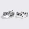 Retro Goth Black Color Angel Demon Wing Rings for Men Women Personality Adjustable Stainless Steel Couple Rings Punk Jewelry