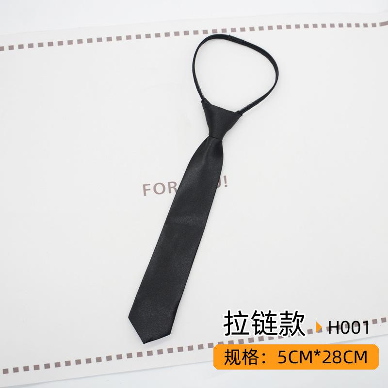 Tie Men'S Zipper Dress Black Glossy No Knot Lazy Women'S Long Short Narrow Edition Student Casual One Pull