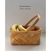 Compact Bamboo and Rattan Woven Picnic and Storage Basket for Fruits, Bread, and Eggs