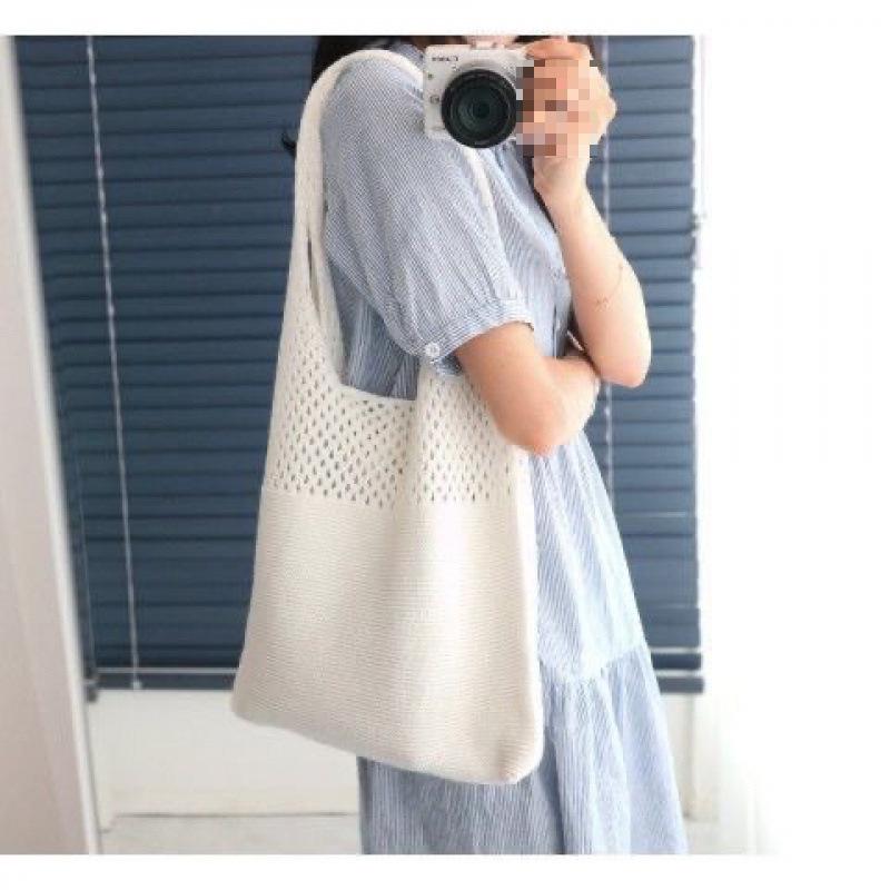 Koreańska Minimalistyczna Dzianinowa Vintage Torba na Ramię z Wycięciami dla Kobiet