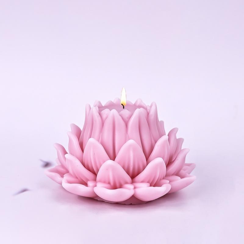 DIY Lotus Aromatherapy Candle Silicone Molds Manual Simulation Flower Gypsum Soap Resin Mold Chocolate Candy Cake Baking Tool
