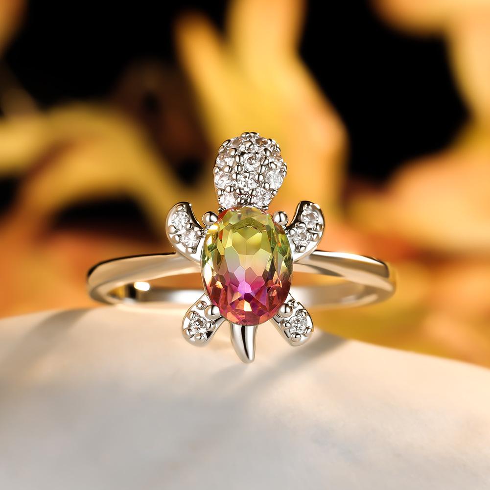 Hot Selling Fashionable White Diamond Turtle Ring Couples Simple Index Finger Ring Accessory