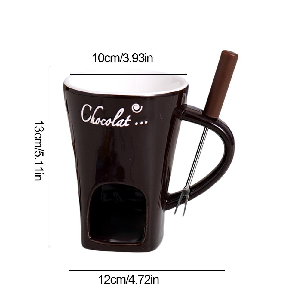 

Кружка для свечи, сыра, шоколада для плавления, керамическая кружка с вилкой, кружка для шоколадного фондю, креативная кофейная кружка для шоколада, сыра, конфет 100ML кофейный