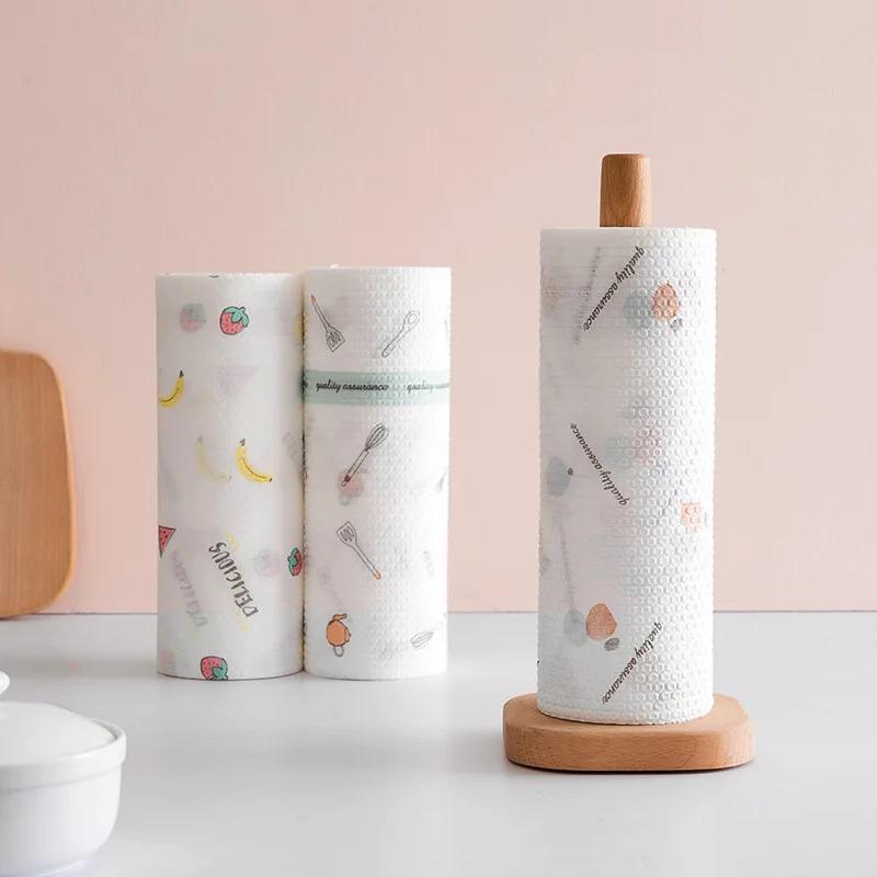 Kitchen Cloths Absorb Water Oil Tear Pull Quickly Conveniently Washable Printing Cleaning Disposable Dishwashing Cloth Household
