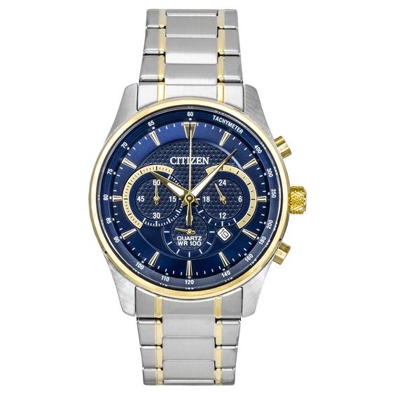 Citizen Chronograph Two Tone Stainless Steel Blue Dial Quartz AN8194-51L 100M Men's Watch